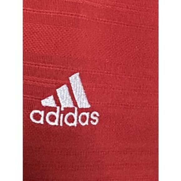 Adidas Climalite Men's Size X-Large Polo Shirt Golf Short Sleeve Red Striped - Picture 2 of 6